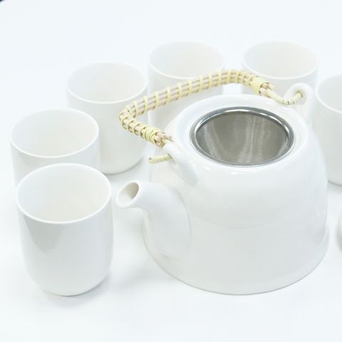 Classic White Herbal Teapot Set