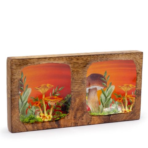 Maroon Mushroom Double Trinket Tray