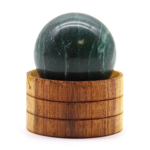 Indian Jade Gemstone Sphere with Stand 40mm