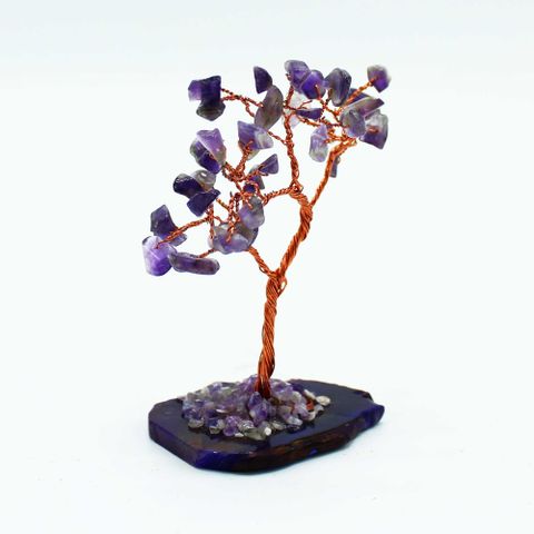 Amethyst on Natural Agate Base (35 stones) Gemstone Tree