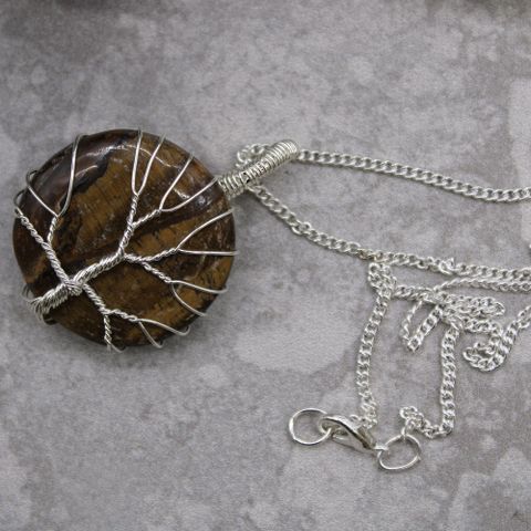 Tiger Eye Tree of Life Gemstone Necklace