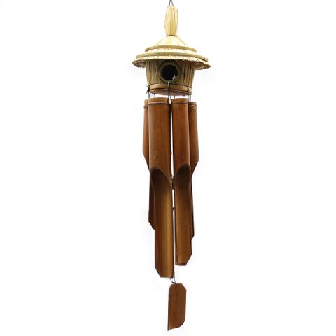Round Seagrass Bird Box with Chimes