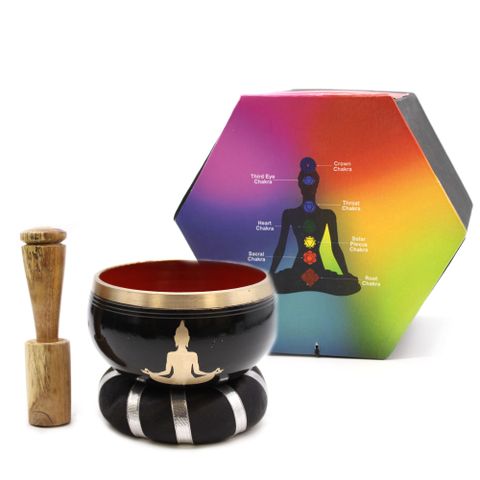 Buddha Black/Orange  Singing Bowl Set
