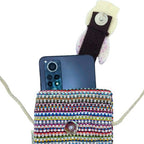 Bunny Striped Phone Bag | Handmade Cotton Crossbody | Pink