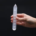7 Chakra Selenite Wand  (Point one End)