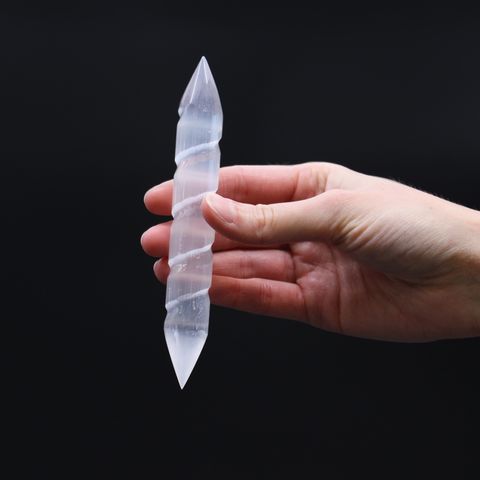 Selenite Spiral Wand 16 cm (Point Both Ends)