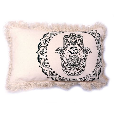 Green Hamsa Mandala Cushion Cover