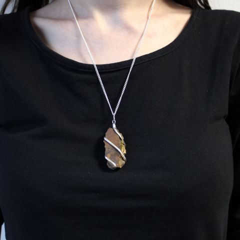 Rough Tiger Eye Cascade Wrapped Gemstone Necklace