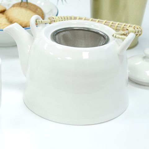 Classic White Herbal Teapot Set