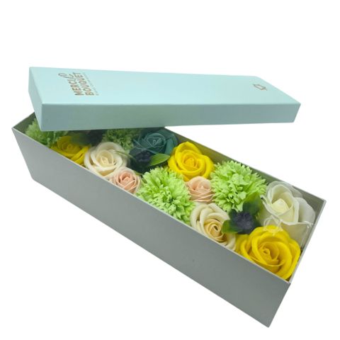 Spring Celebrations Yellow & Greens Soap Flowers Long Gift Box