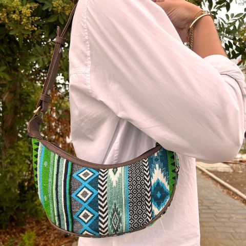 Bold Greens Jacquard Hobo Bag