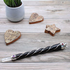 Silver Rock Quartz Sphere Twisted Healing Wand