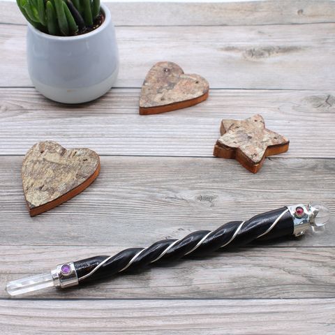 Silver Rock Quartz Sphere Twisted Healing Wand