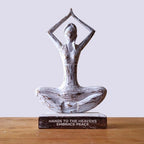 "Hands to the Heavens Embrace Peace" Wooden Yoga Lady