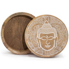 Buddha Face Whitewash Big Round Box