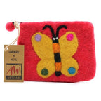 Big Butterfly Natural Felt Zipper Pouch (asst)