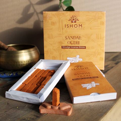 Sandal Wood Natural Incense Smudge Bricks and Burner