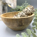 Buddha Wooden Smudge and Ritual Offerings Bowl  13x7cm