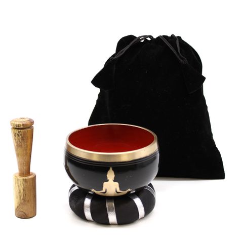 Buddha Black/Orange  Singing Bowl Set