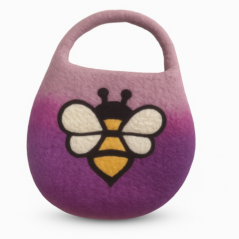 Bee Lavender Shades Water Felted Bee Bag