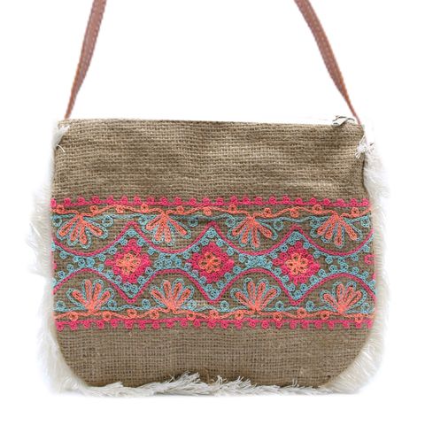 Summer Pattern Embroidery Fab Fringe Bag