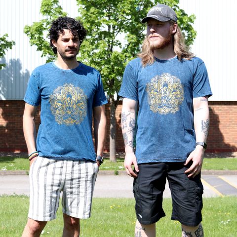 Hamsa Blue Stone Washed T-Shirt  X Large