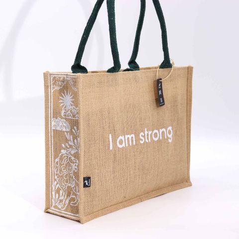 I am Strong Hop Hare Jute Big Bag