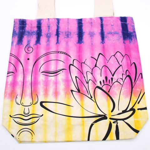 Lotus Buddha Multi Colour Tie Dye Cotton Bag