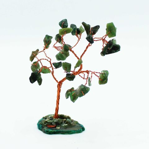 Green Aventurine on Green Agate Base Gemstone Tree - (35 stones)