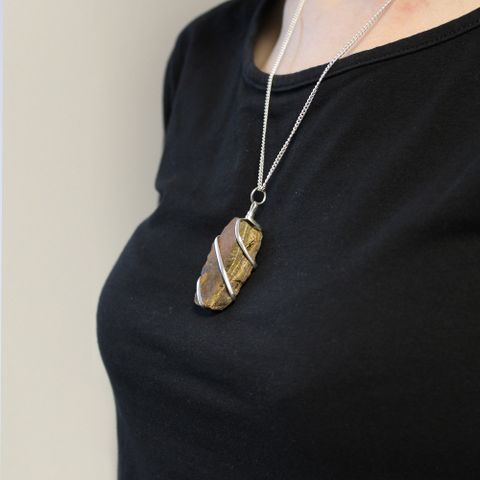 Rough Tiger Eye Cascade Wrapped Gemstone Necklace
