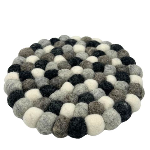 Multi Grey Felt Ball Round Placemat