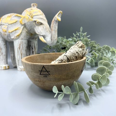 Four Elements Wooden Smudge and Ritual Offerings Bowl  13x7cm