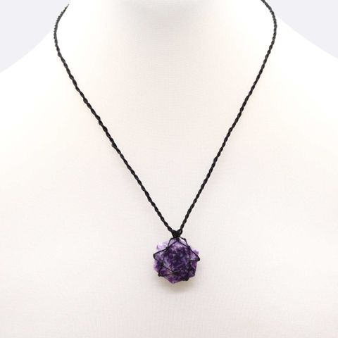 Lepidolite Laced Gemstone Hexagon Pendant
