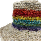 Rainbow Hand-Knitted Hemp & Cotton Boho Festival Hat