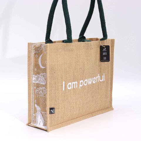 I am Powerful Hop Hare Jute Big Bag