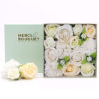 Wedding Blessings  White & Ivory Soap Flower Square Box