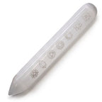 7 Chakra Selenite Wand  (Point one End)