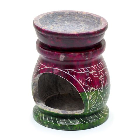 Om & Elephant Small Coloured Soapstone Oil Burner