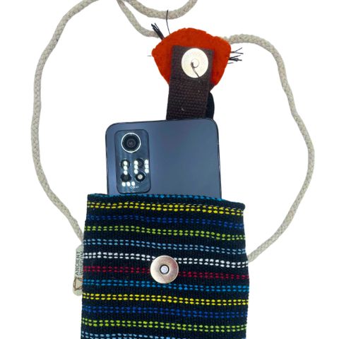 Fox Phone Holder Bag Black and Multi