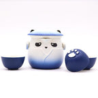 Sky Blue Panda Teapot Set & Three Cups