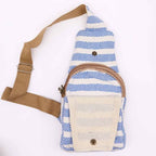Blue & White Body Cross Bag Natural Cotton