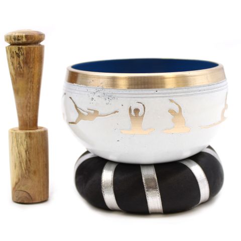 Yoga Moves  White/Blue  Singing Bowl Set