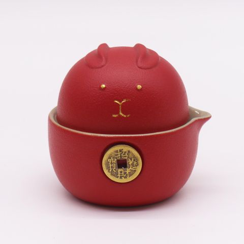 Money Cat Teapot Set Red