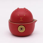 Money Cat Teapot Set Red
