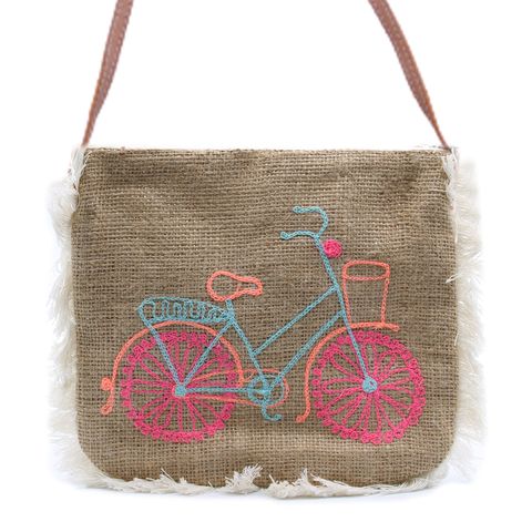 Bicycle Embroidery Fab Fringe Bag
