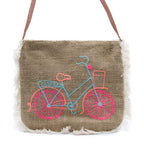 Bicycle Embroidery Fab Fringe Bag
