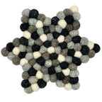 Multi Grey Felt Ball Star Centre Mat