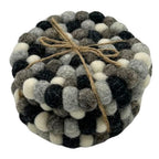 Multi Grey Felt Ball Round Coasters (set of 4)