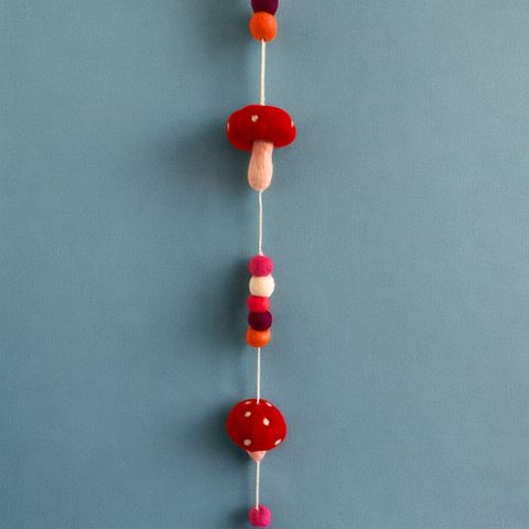 Redtop Mushrooms Felt Wall Hanging