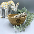 Pentagram Wooden Smudge and Ritual Offerings Bowl  13x7cm